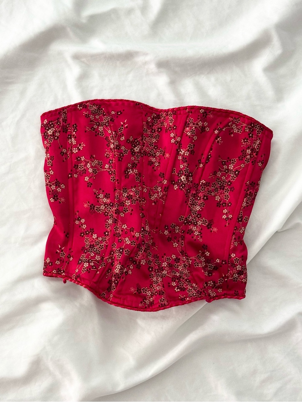 Victoria’s Secret Vintage Red Cherry Blossom Corset Bustier Top
